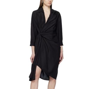 Gauge81 Miya Silk Wrap Dress Black Asymmetric Luxury Designer Size 40 / Small